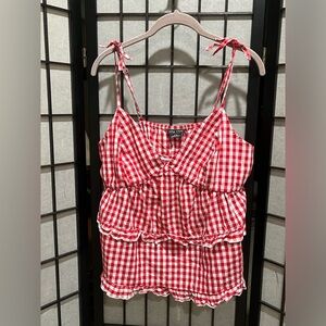CITY CHIC Red & White Gingham Ruffle TANK AND SHORT SET, WOMEN SIZE S/16